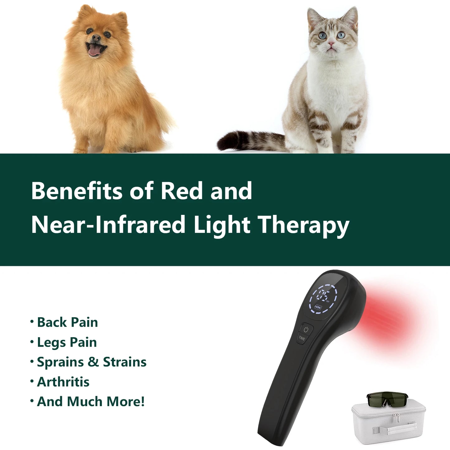 Laser Therapy for Dogs 2*808nm Laser Diode Portable Red Light Vet Device for Dogs Pets Muscle&Hip&Joint Arthritis Pain Relief