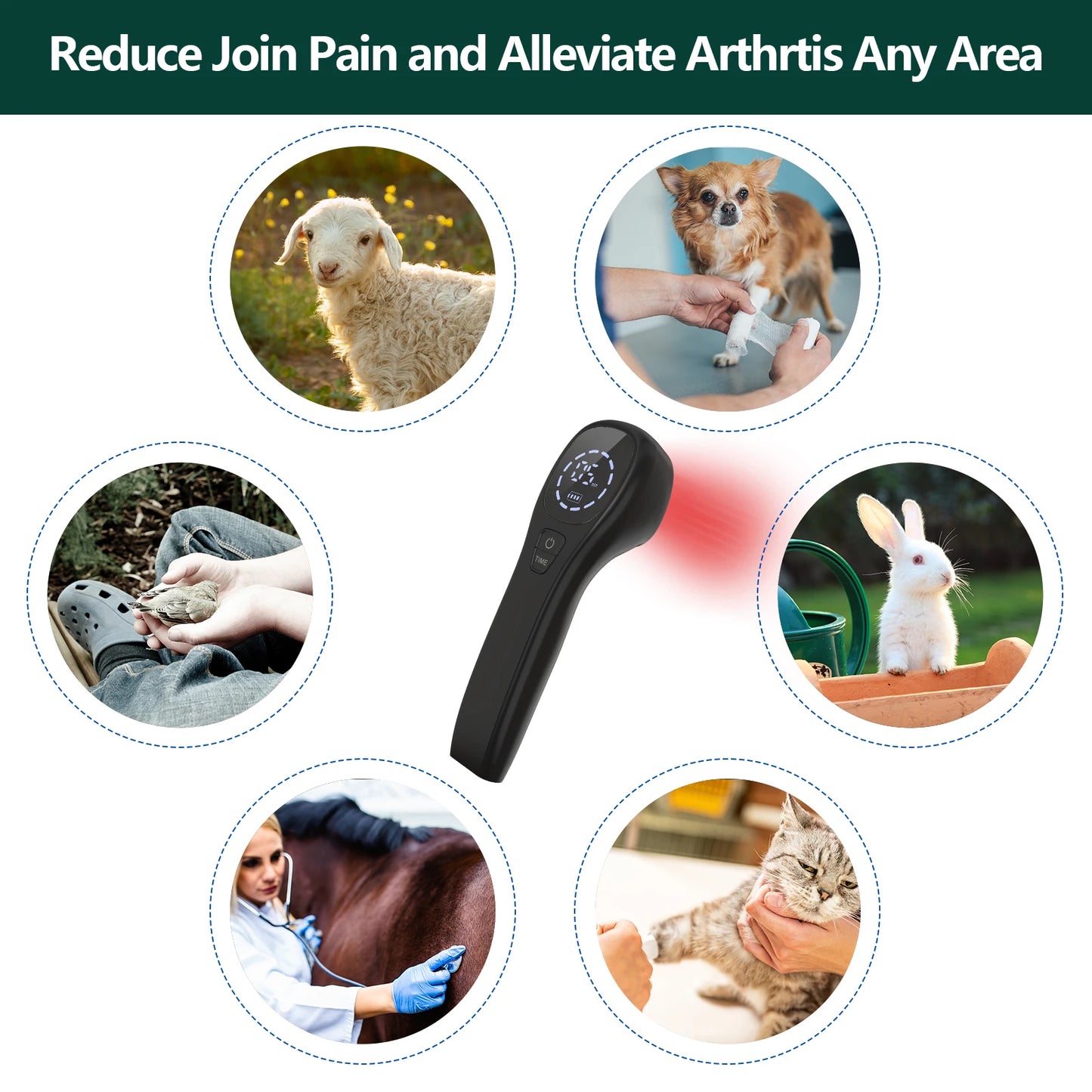 Laser Therapy for Dogs 2*808nm Laser Diode Portable Red Light Vet Device for Dogs Pets Muscle&Hip&Joint Arthritis Pain Relief