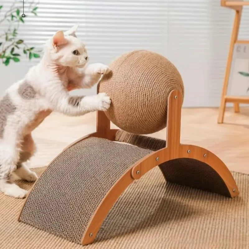 Wooden Cat Scratching Ball 2 In 1
