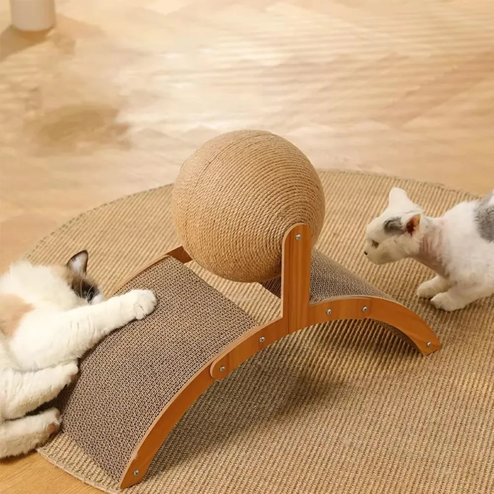 Wooden Cat Scratching Ball 2 In 1