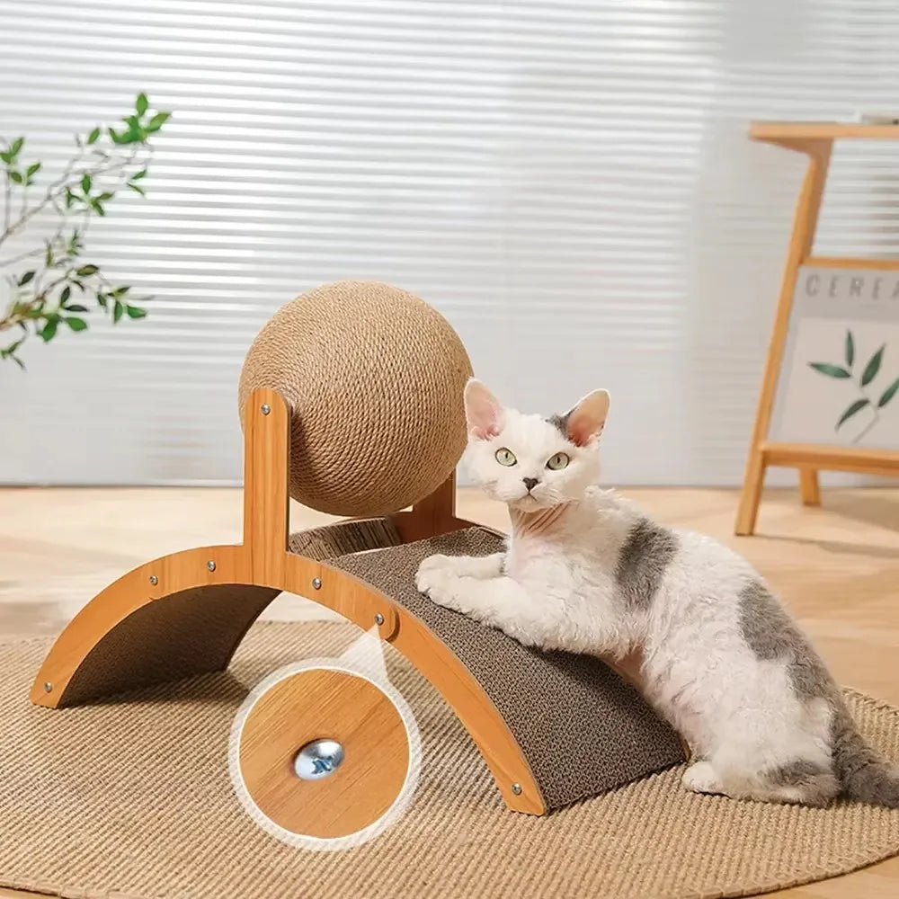 Wooden Cat Scratching Ball 2 In 1
