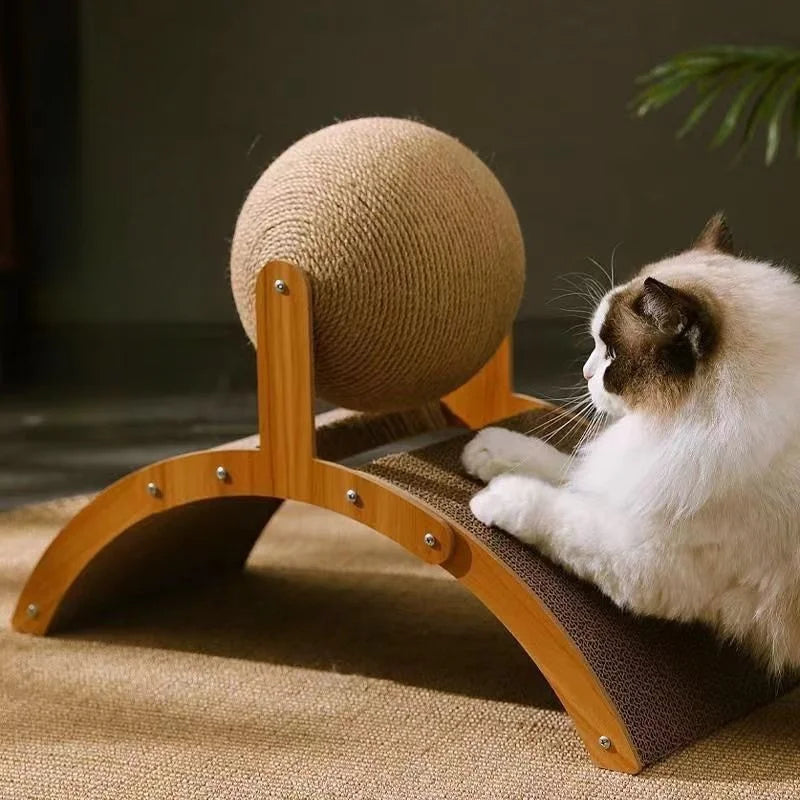 Wooden Cat Scratching Ball 2 In 1