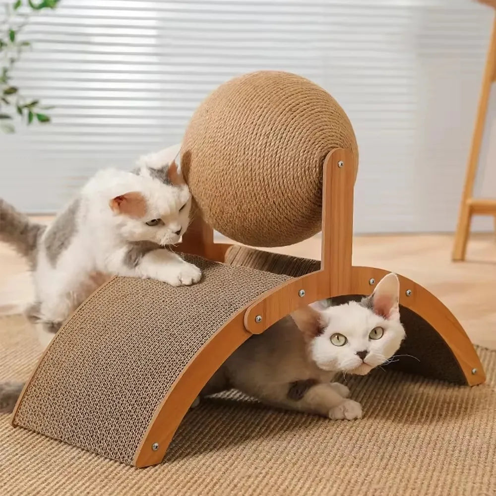 Wooden Cat Scratching Ball 2 In 1