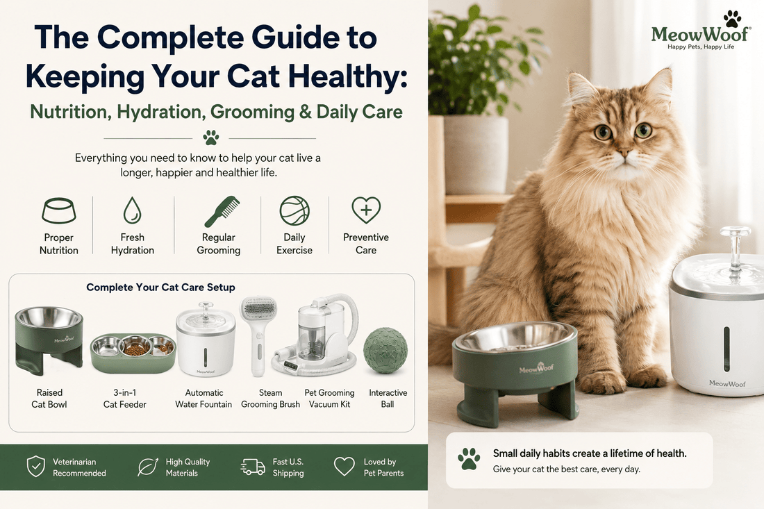 The Complete Guide to Keeping Your Cat Healthy: Nutrition, Hydration, Grooming & Daily Care - MeowWoof
