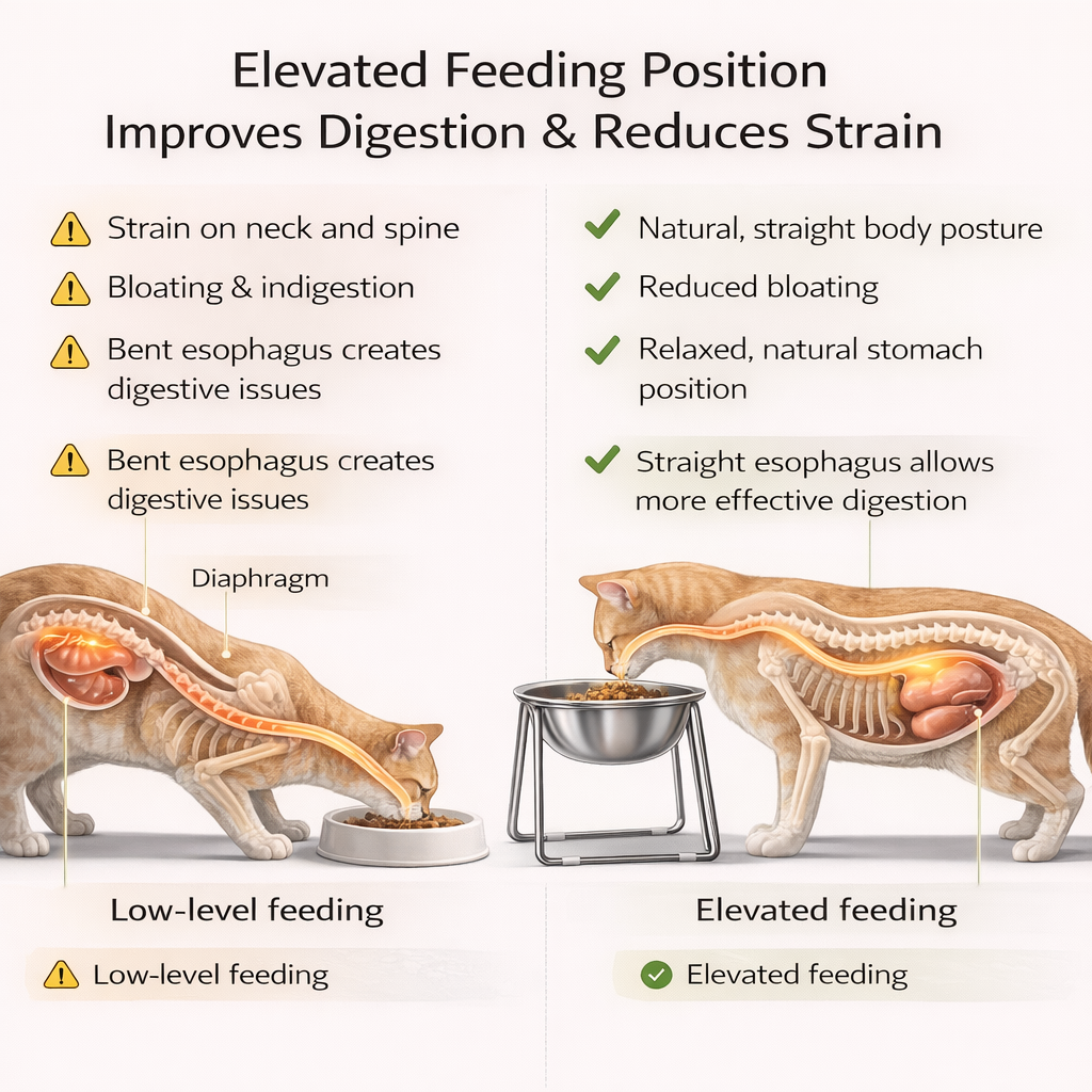 Raised Cat Bowl for Healthier Feeding Position