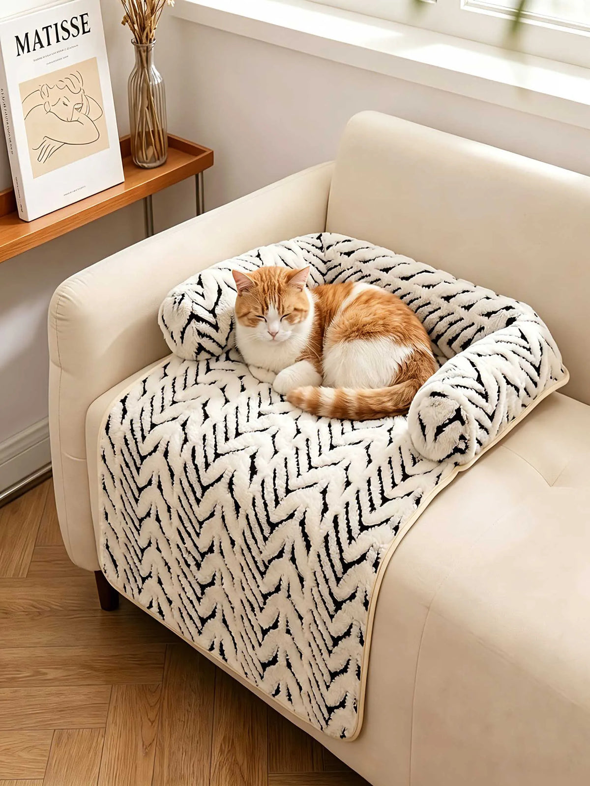 Pet Sofa Bed Mat with Bolsters