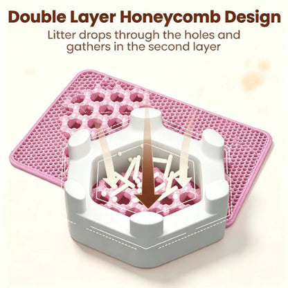 Premium waterproof double layer cat litter mat with honeycomb litter trapping design 1
