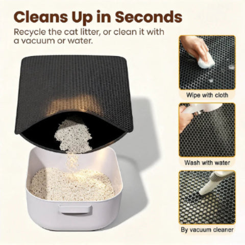 Premium waterproof double layer cat litter mat with honeycomb litter trapping design easy clean