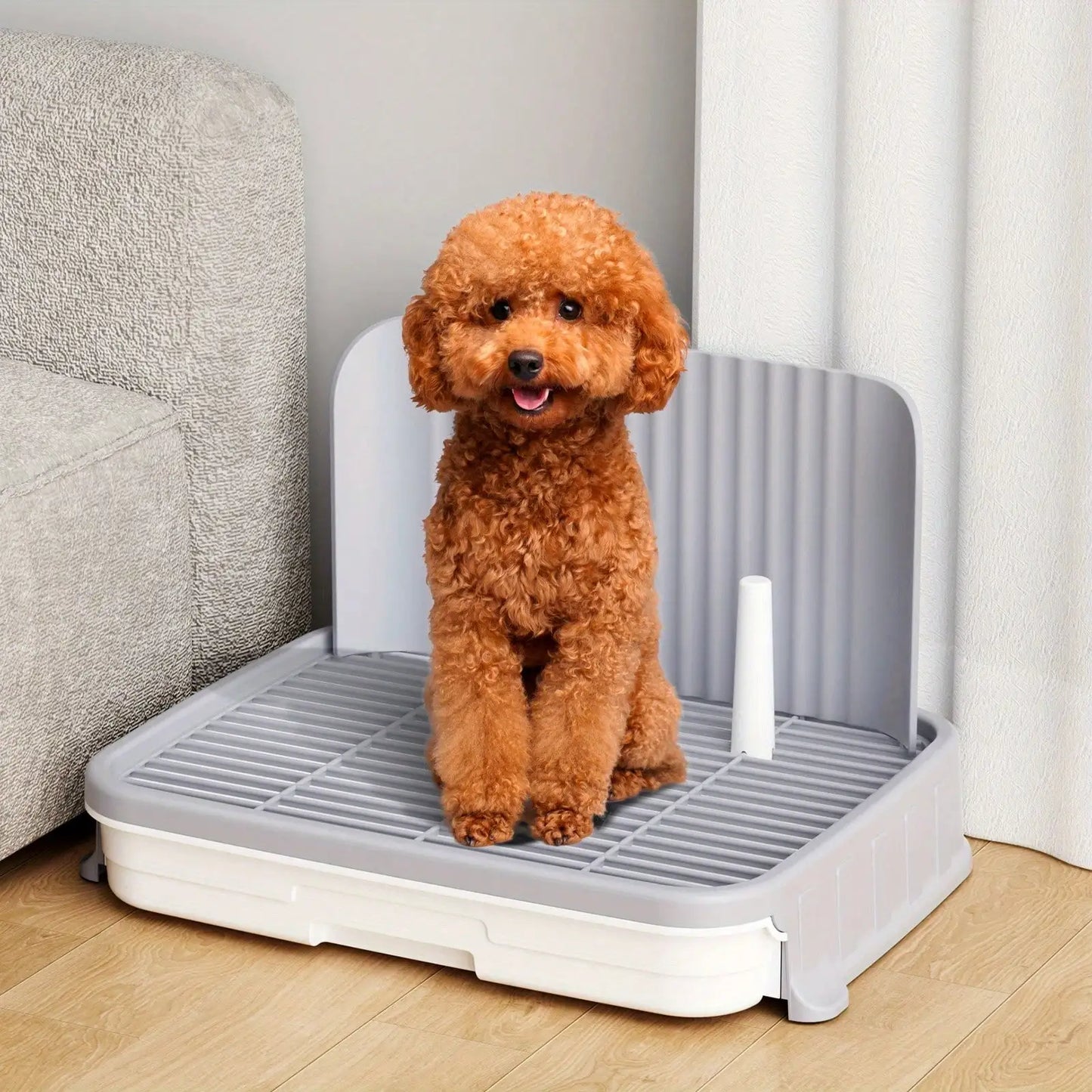 Indoor Dog Potty Tray with Protection Wall
