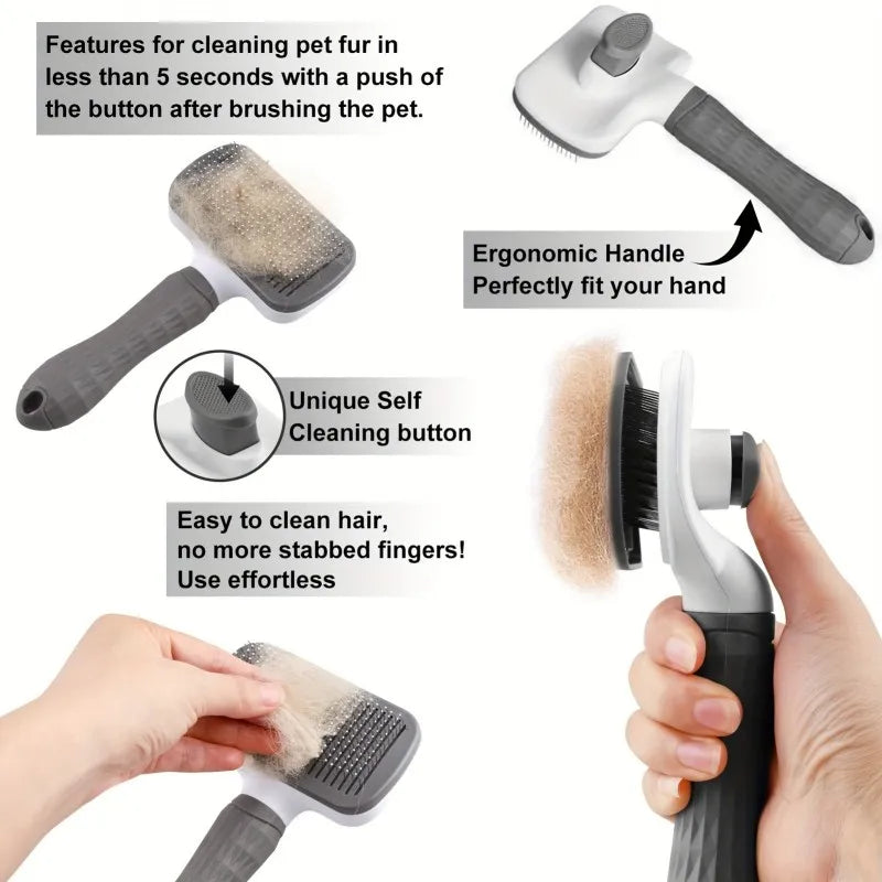 1-Click Self-Cleaning Pet Grooming Brush
