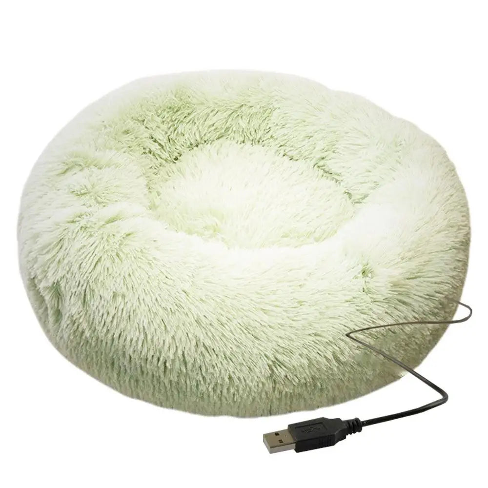 Round Dog Bed Soft Plush Pet Beds with USB Heating