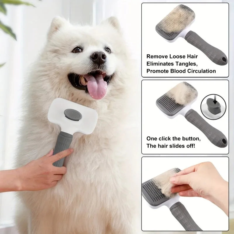 1-Click Self-Cleaning Pet Grooming Brush