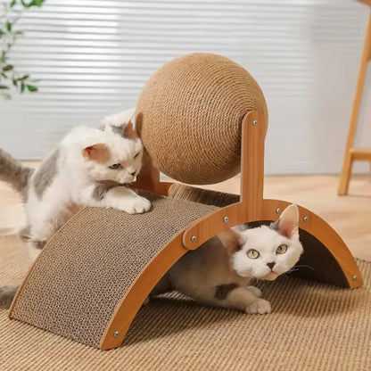 Wooden Cat Scratching Ball 2 In 1