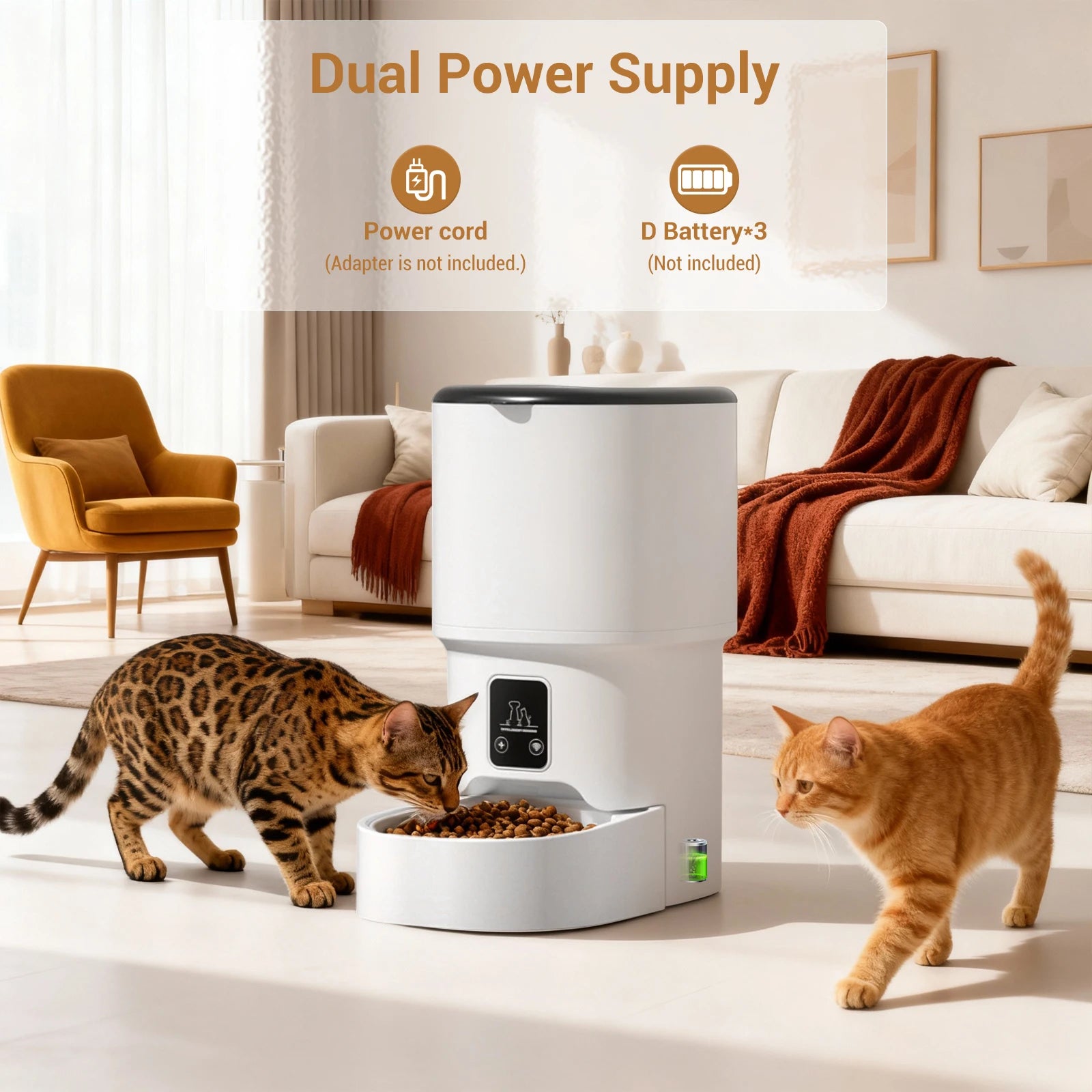 Automatic cat & dog feeder with timer and 4L food storage for scheduled feeding