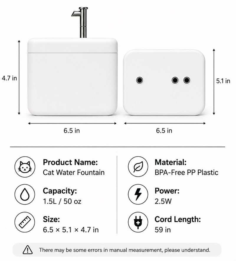 Cat water fountain dimensions and specifications