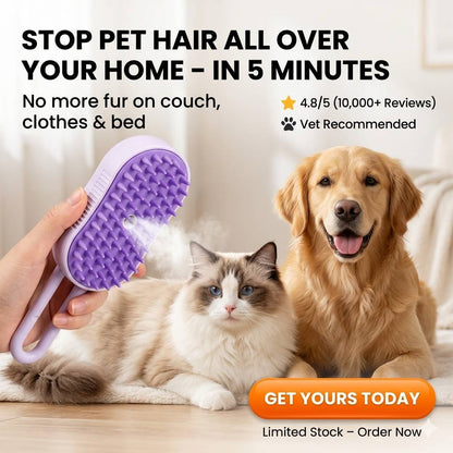 Steam Pet Grooming Brush for Dogs & Cats Removing Loose Fur